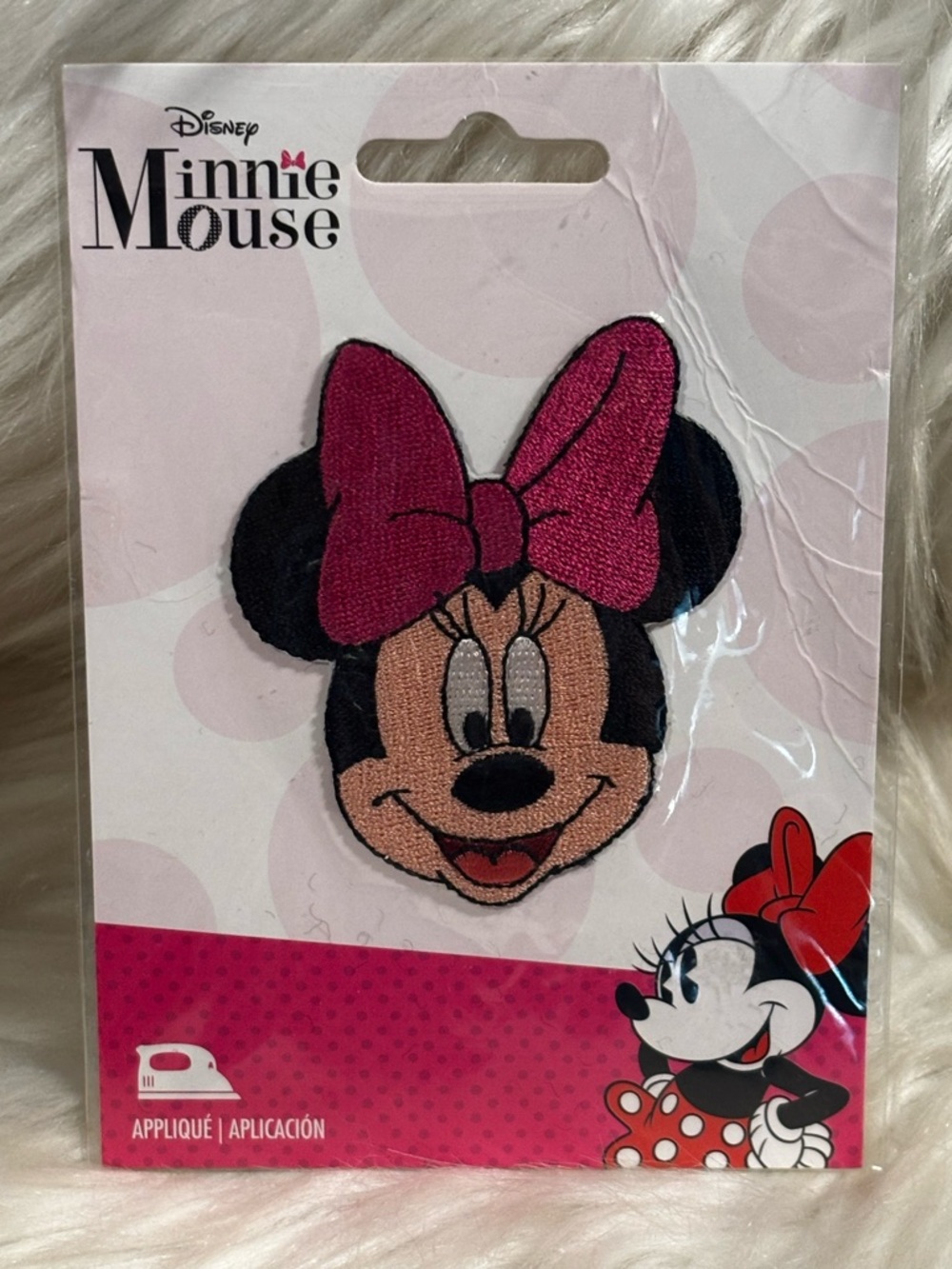Disney MINNIE MOUSE Pink Bow Iron On Applique NEW